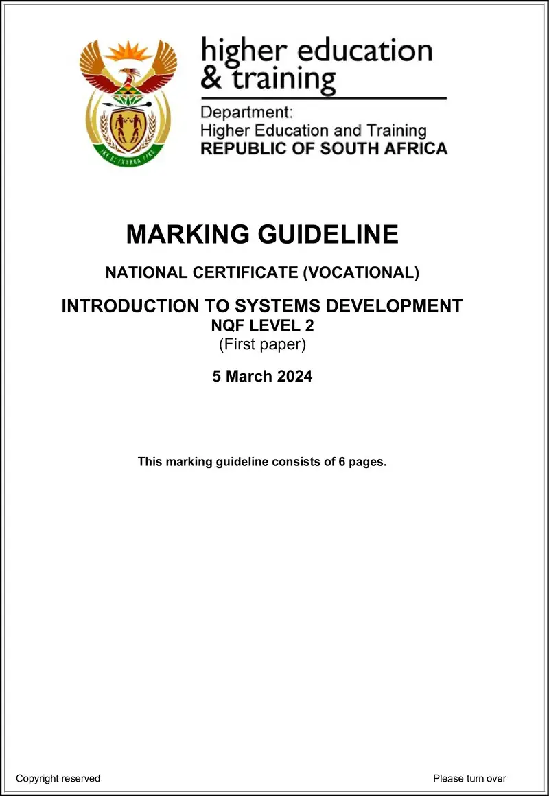 Introduction To Systems Development L2 P1 MEMO Supp 2024 preview