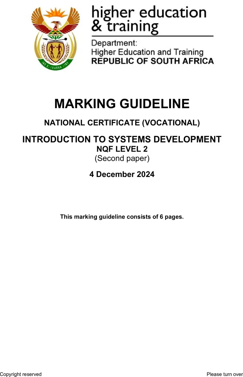 Introduction To Systems Development L2 P2 MEMO Nov 2024 preview