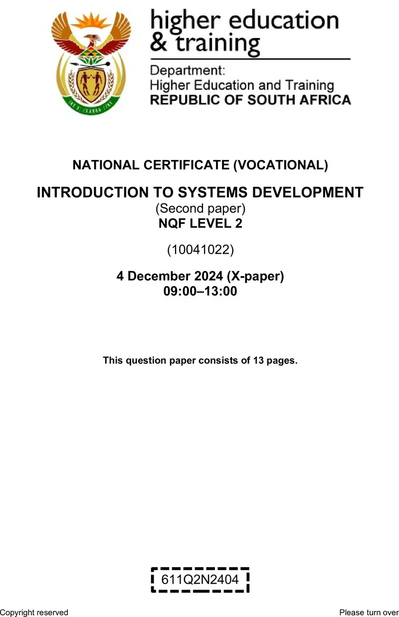 Introduction To Systems Development L2 P2 QP Nov 2024 preview
