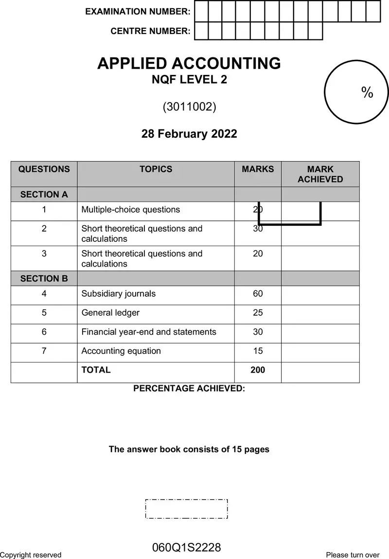 Nc170 Applied Accounting L2 Answer Book Supp 2022 cover