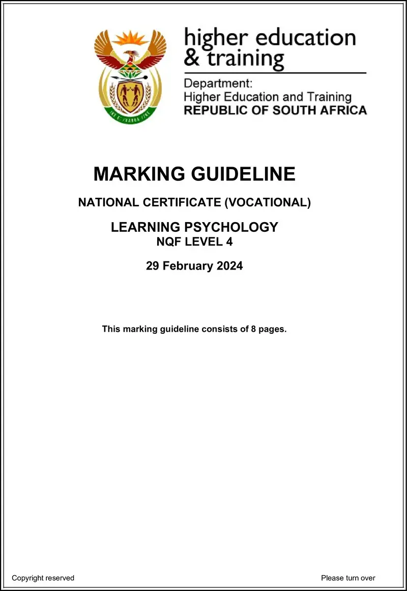 Learning Psychology L4 MEMO Supp 2024 preview
