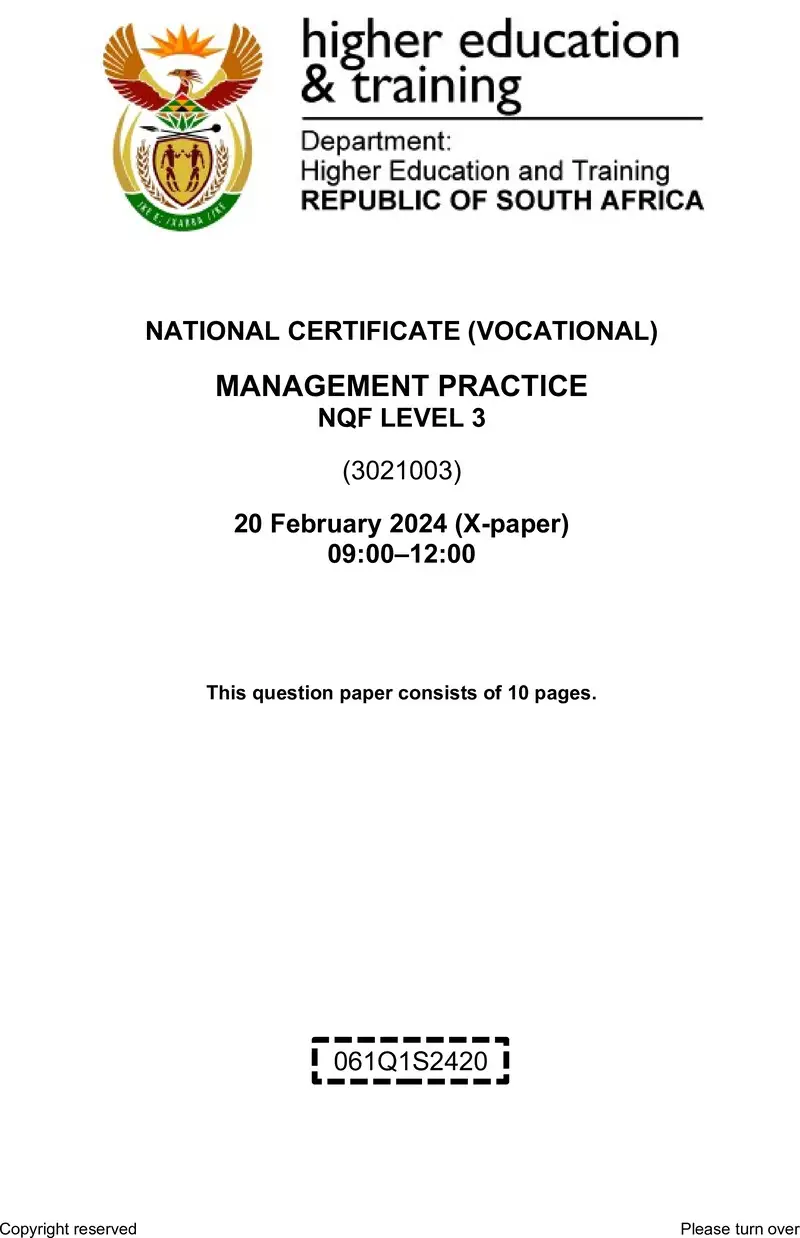 Management Practice L3 QP Supp 2024 preview