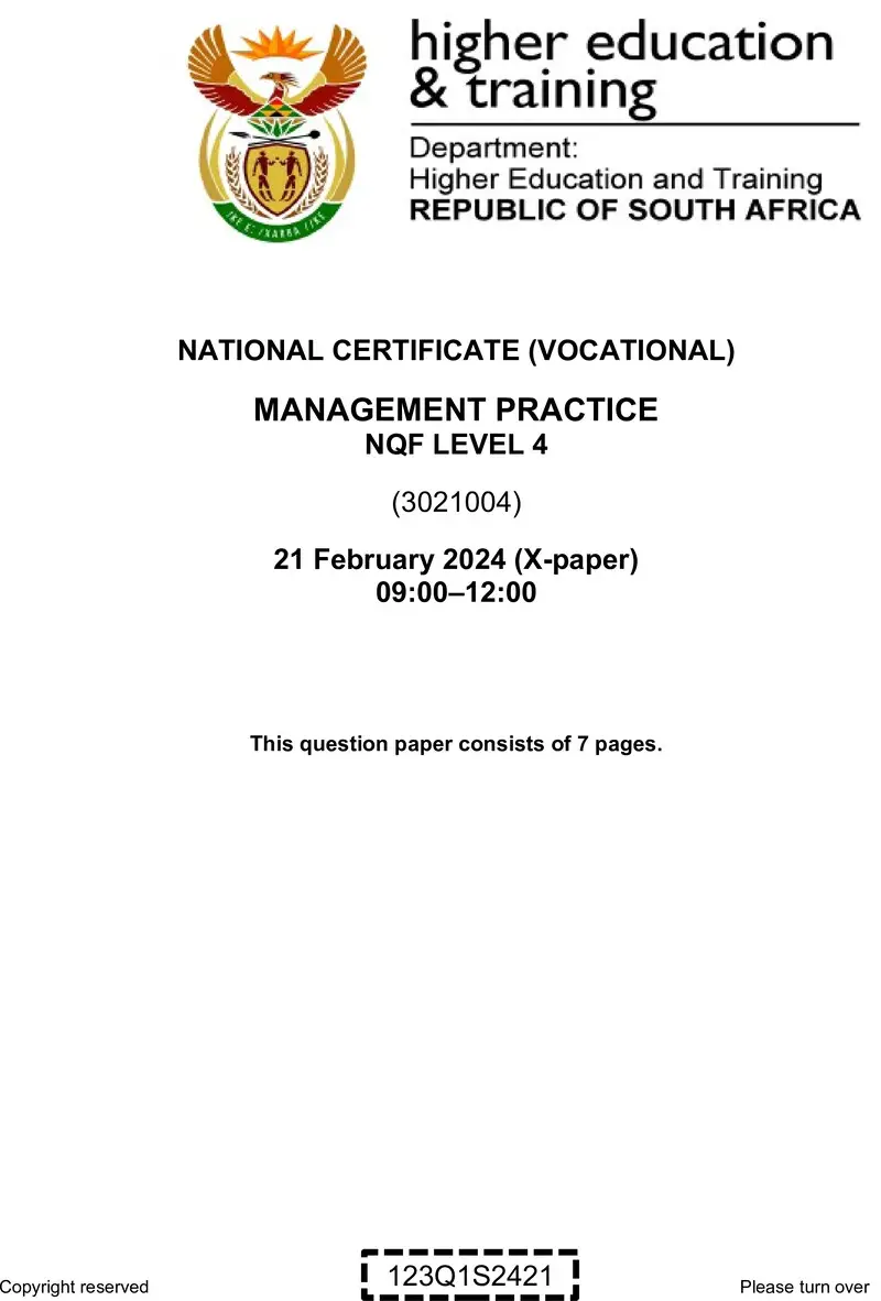 Management Practice L4 QP Supp 2024 preview