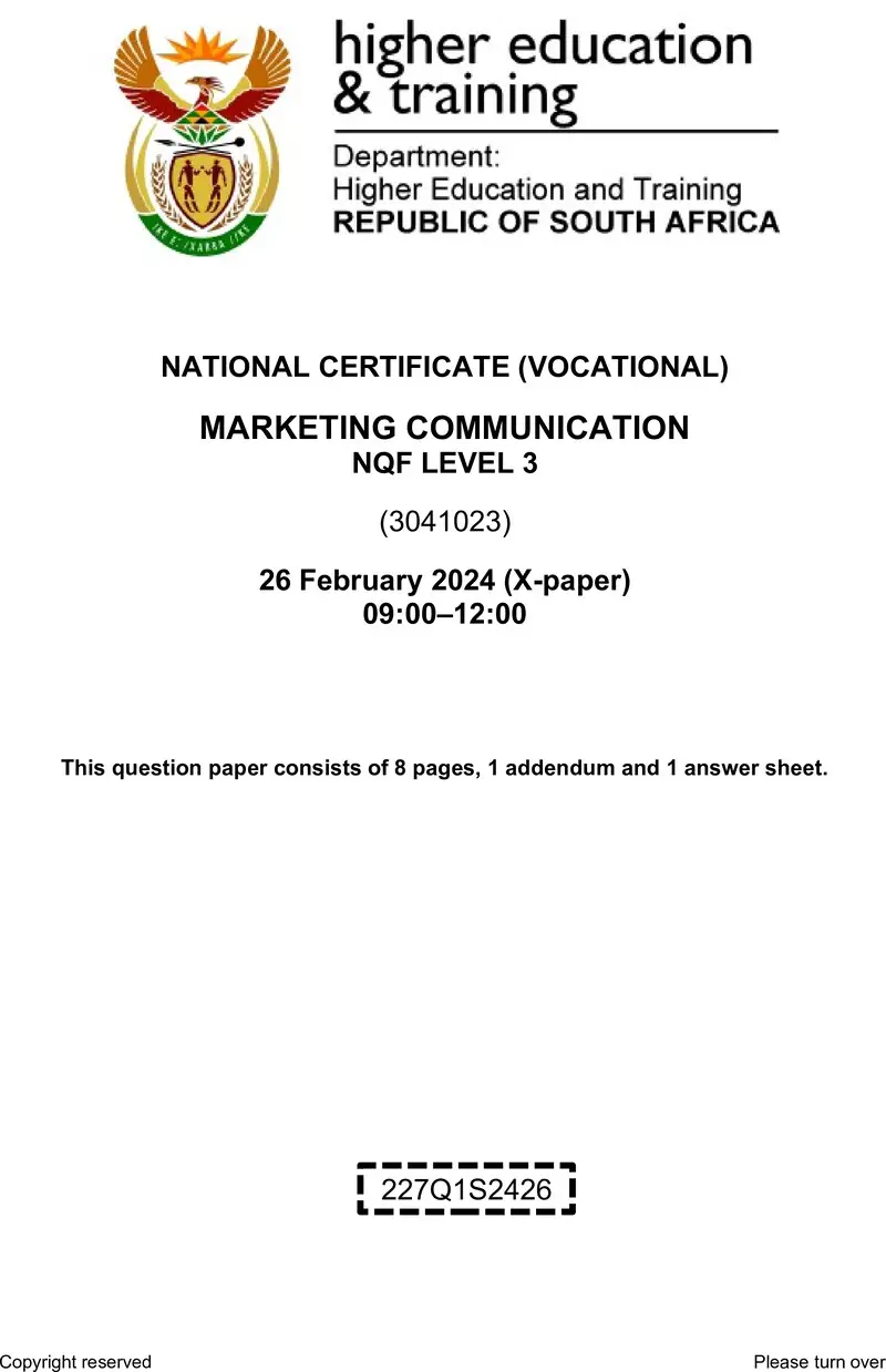 Marketing Communication L3 QP Feb 2024 preview