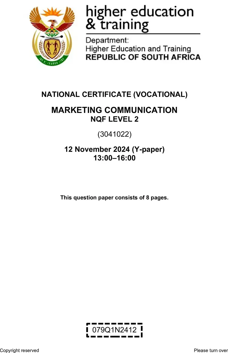 Marketing Communication L2 QP Nov 2024 preview