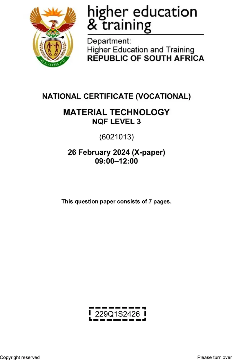 Materials Technology L3 QP Feb 2024 preview