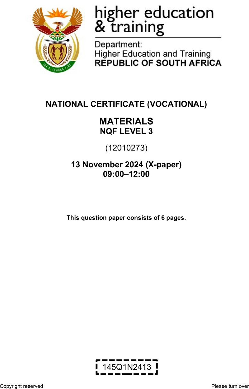 Materials L3 QP Nov 2024 preview