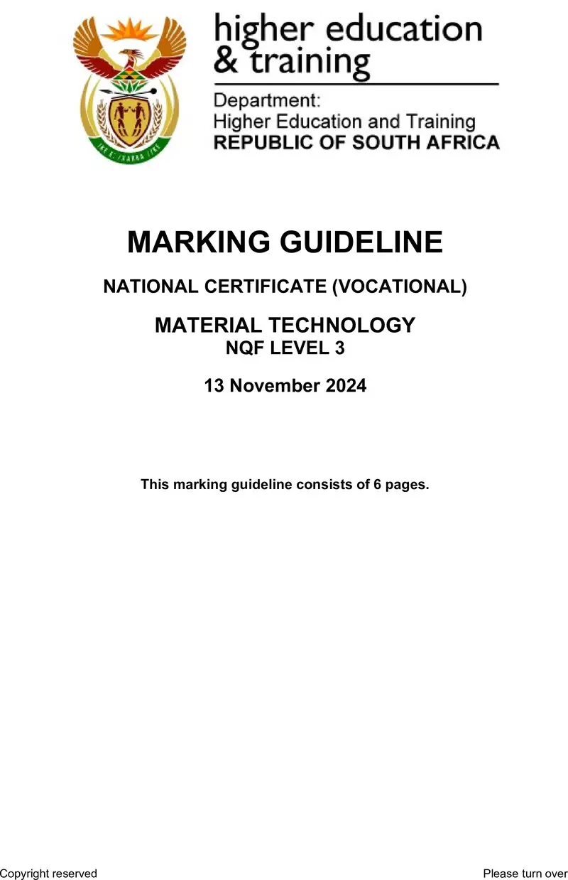 Materials Technology L3 MEMO Nov 2024 preview