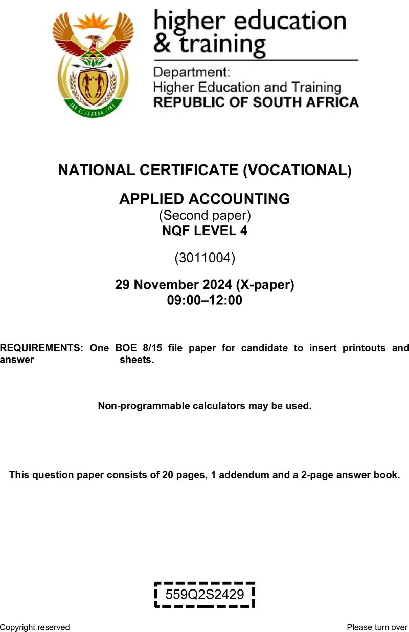 Applied Accounting L4 P2 QP Nov 2024 preview