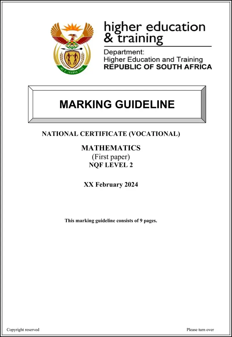 Mathematics L2 P1 MEMO Supp 2024 preview