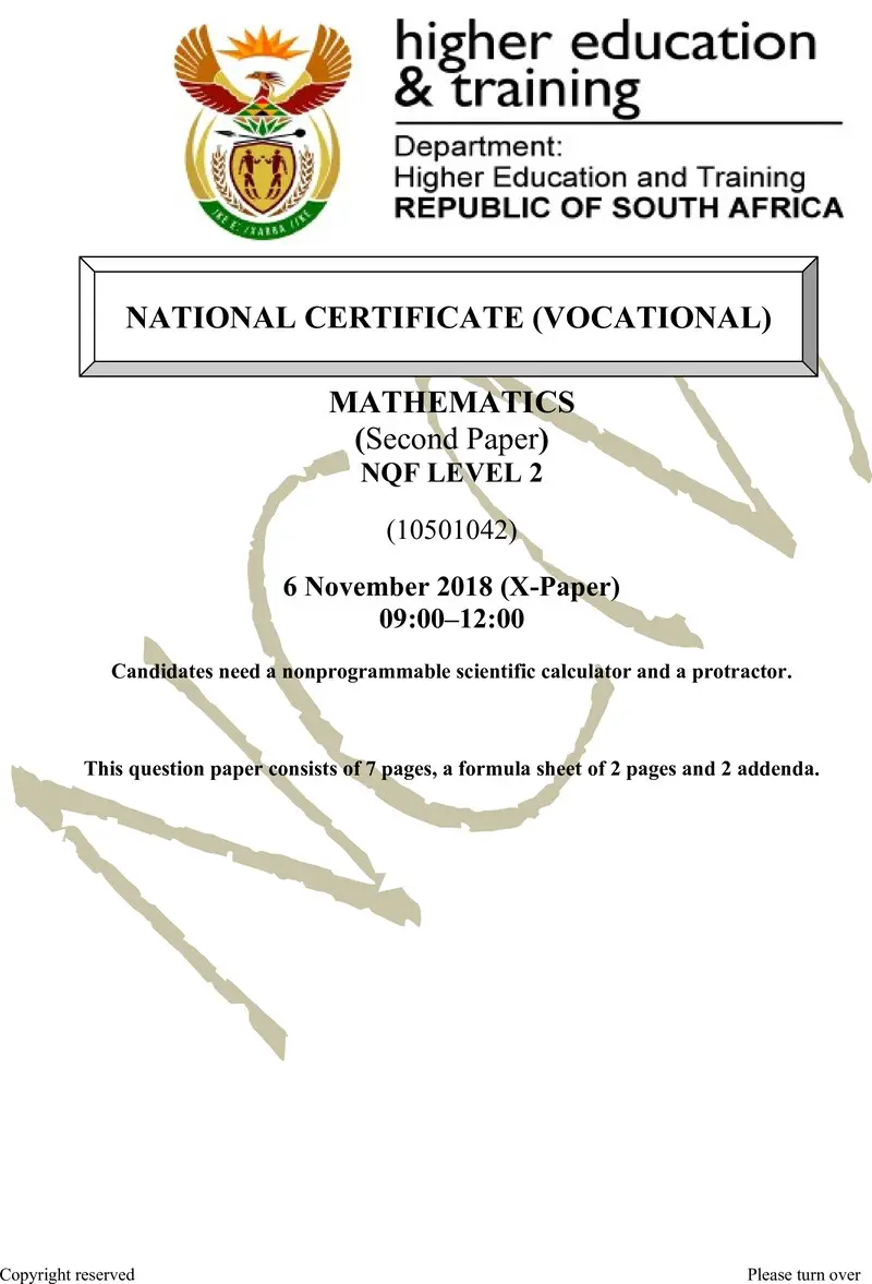Mathematics L2 P2 QP Nov 2018 preview