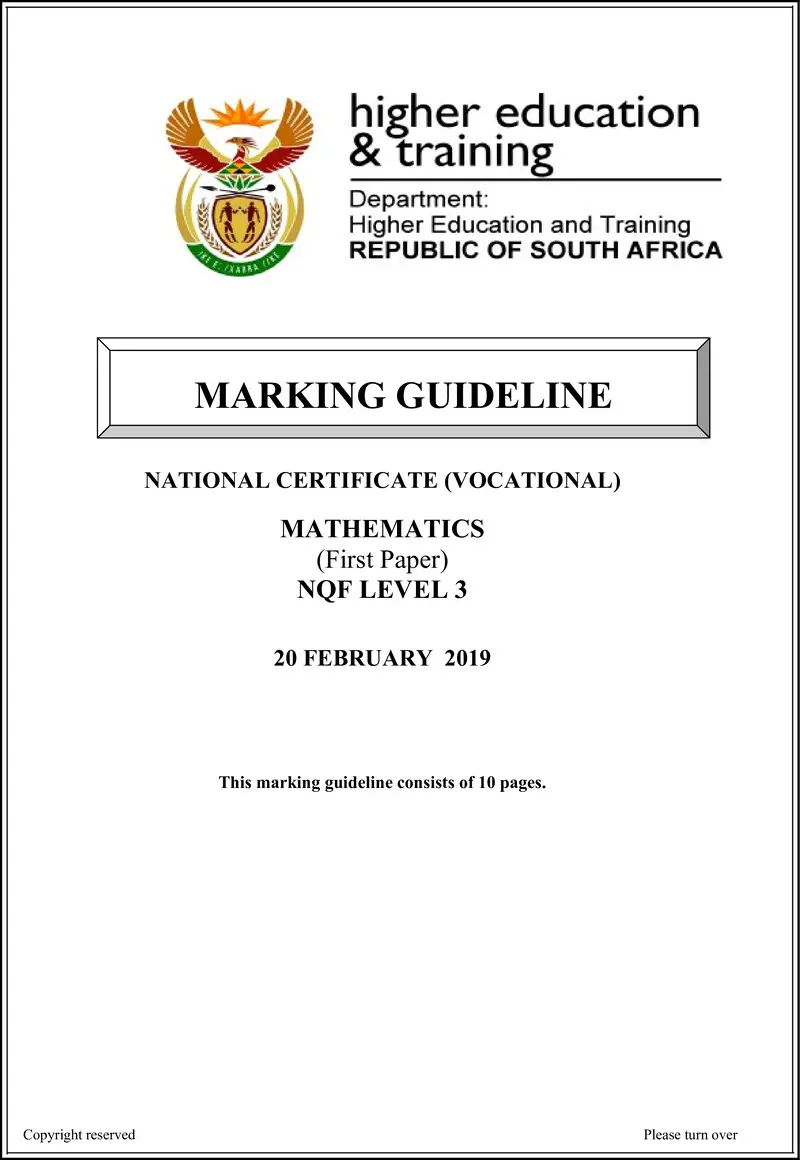 Mathematics L3 P1 MEMO Nov 2018 Now Feb 2019 preview