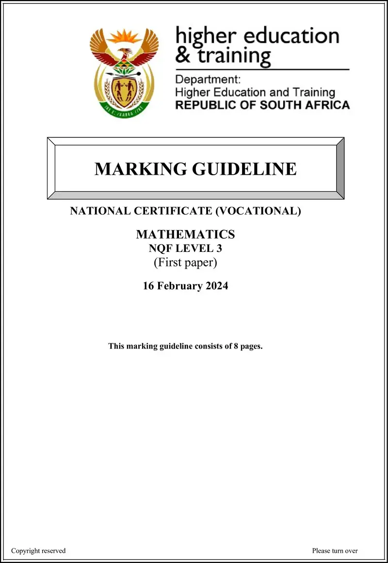 Mathematics L3 P1 MEMO Supp 2024 preview