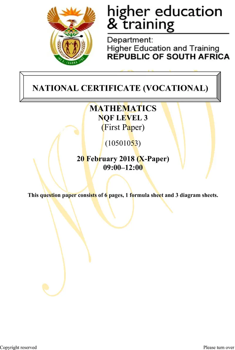 Mathematics L3 P1 QP Supp 2018 Em To Dhet 1707 preview