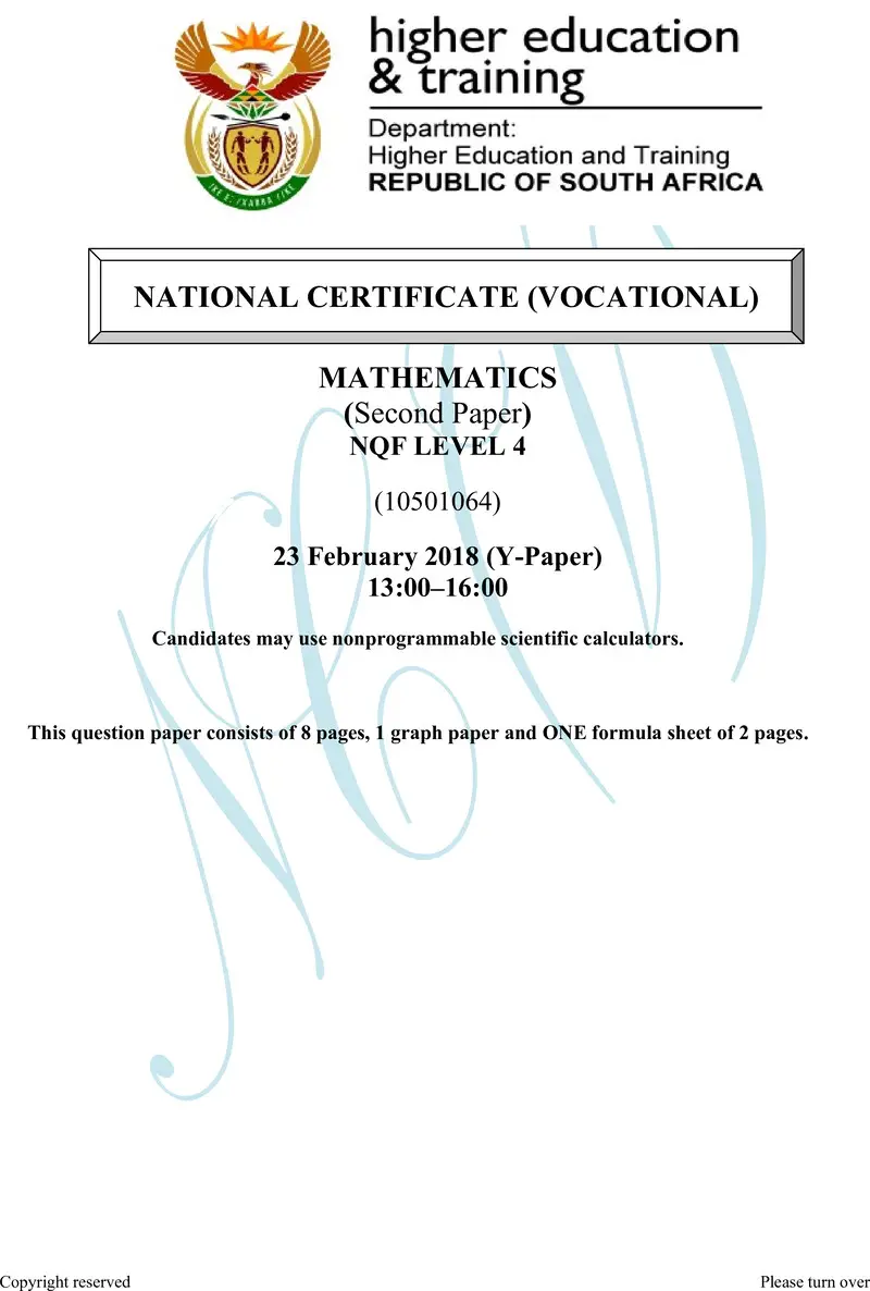 Mathematics L4 P2 QP Febr 2018 preview