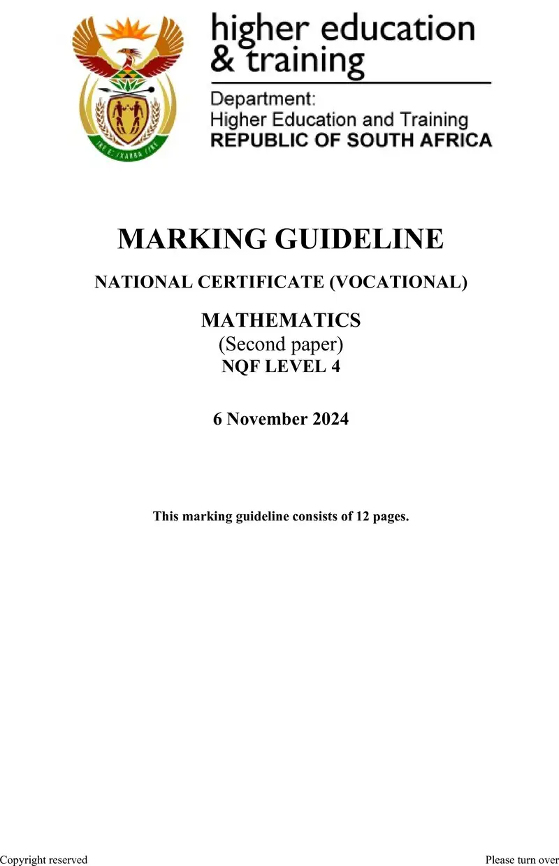 Mathematics L4 P2 MEMO Nov 2024 Final From Mod preview
