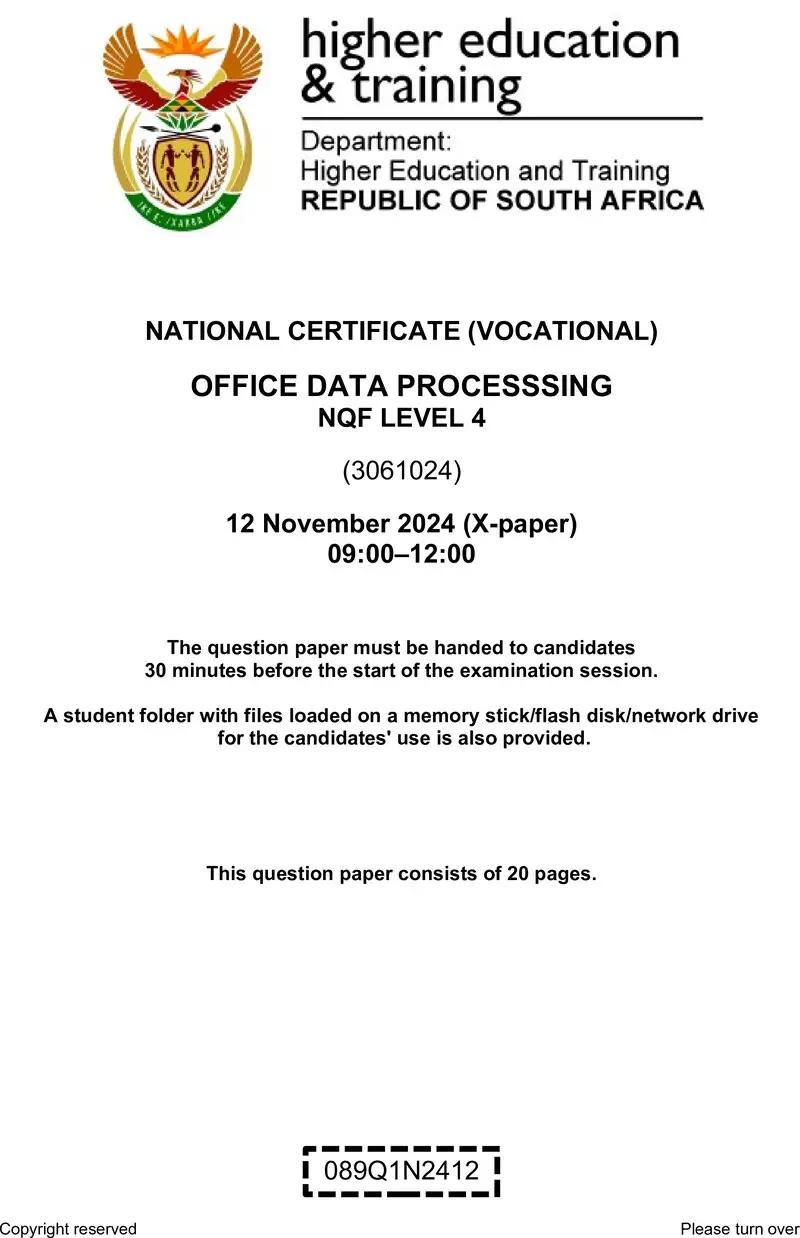 Office Data Processing L4 QP Nov 2024 preview