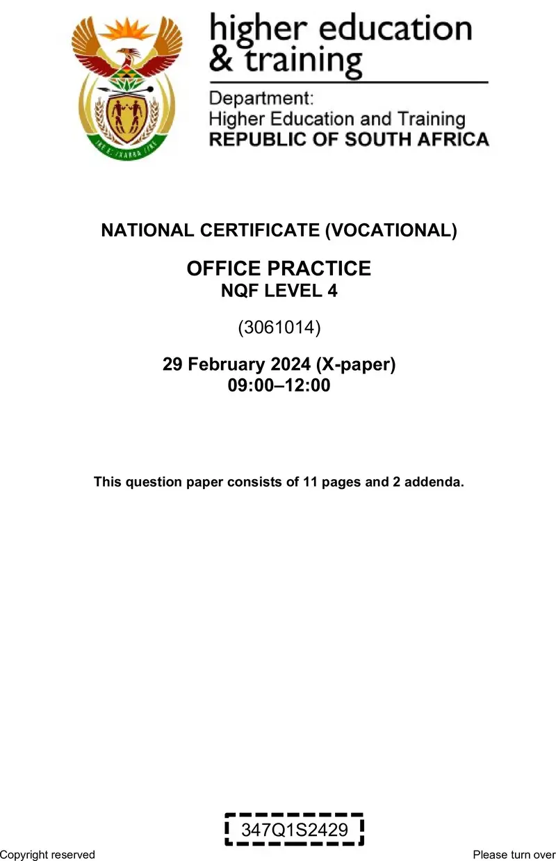 Office Practice L4 QP Supp 2024 preview