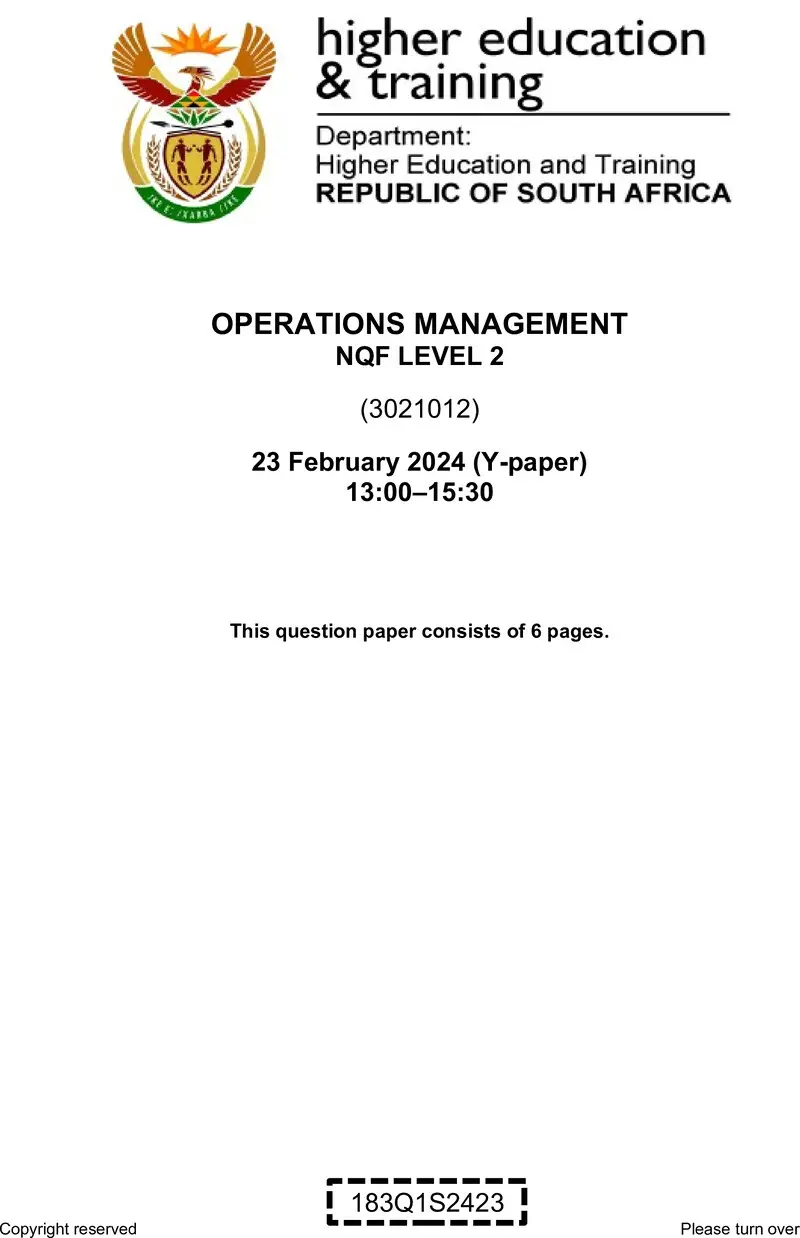 Operations Management L2 QP Feb 2024 preview
