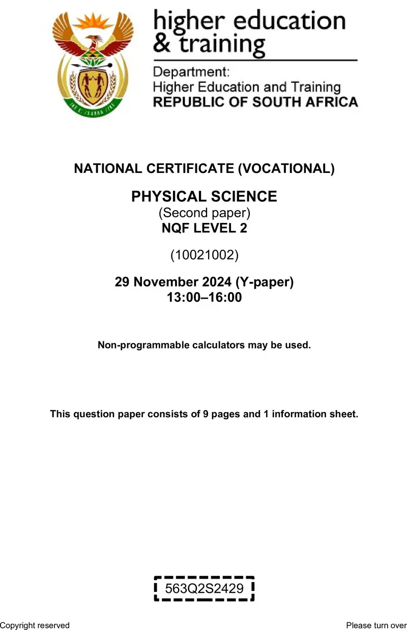 Physical Science L2 P2 QP Nov 2024 preview