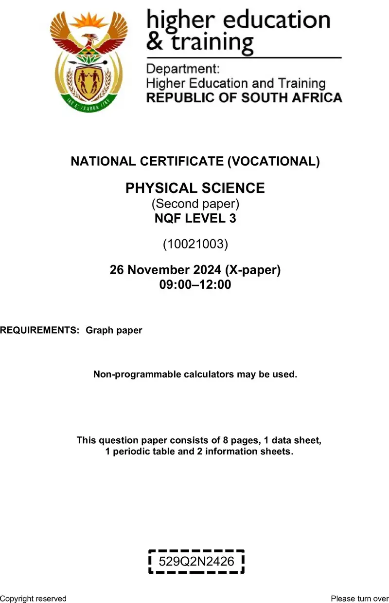 Physical Science L3 P2 QP Nov 2024 preview