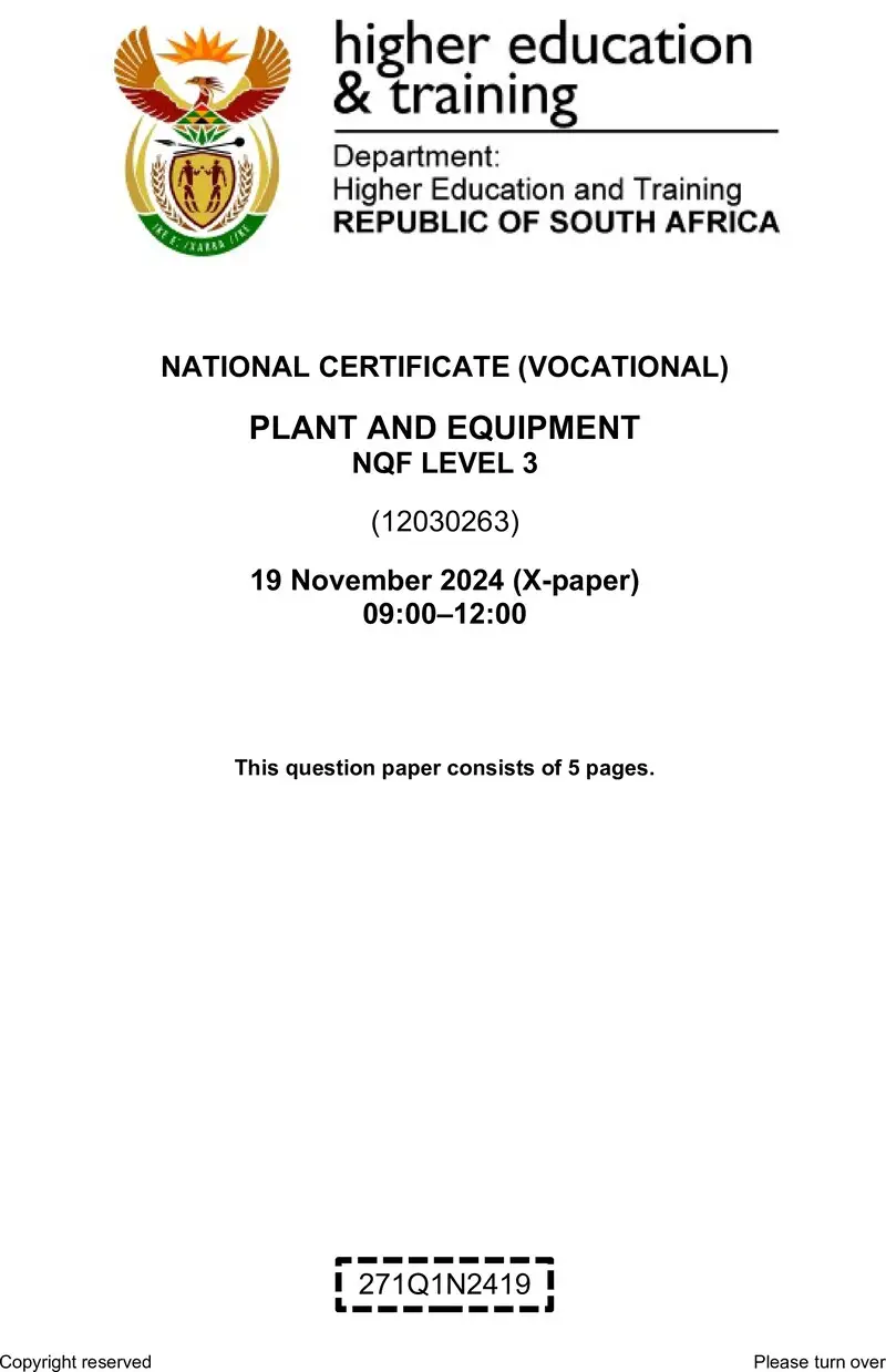 Plant And Equipment L3 Nov QP 2024 preview