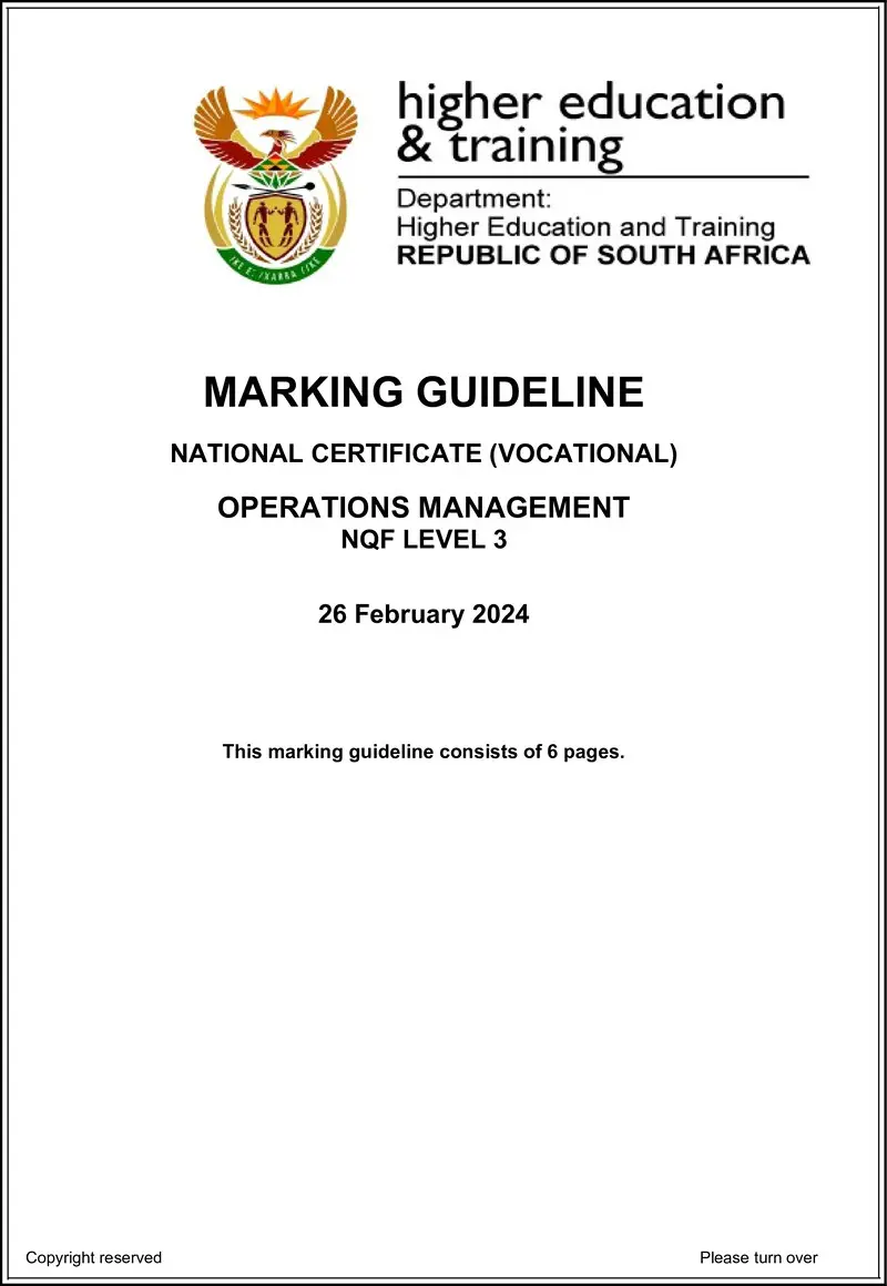 Operations Management L3 MEMO Supp 2024 preview