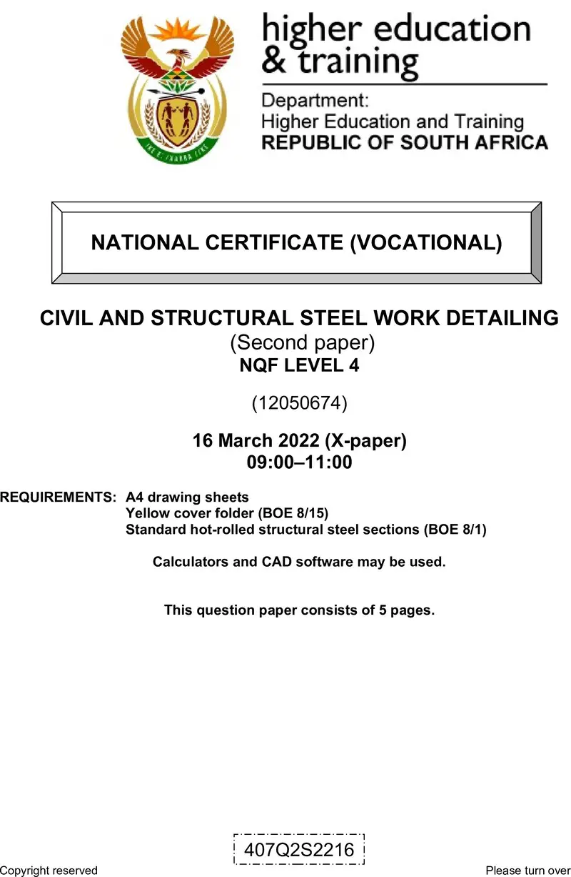 Civil And Structural Steel Work Detailing L4 P2 QP Supp Feb 2022 preview