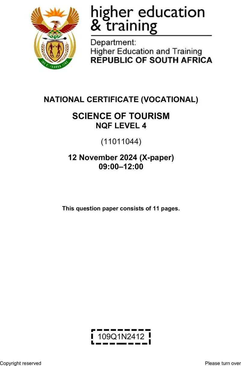 Science Of Tourism L4 QP Nov 2024 preview