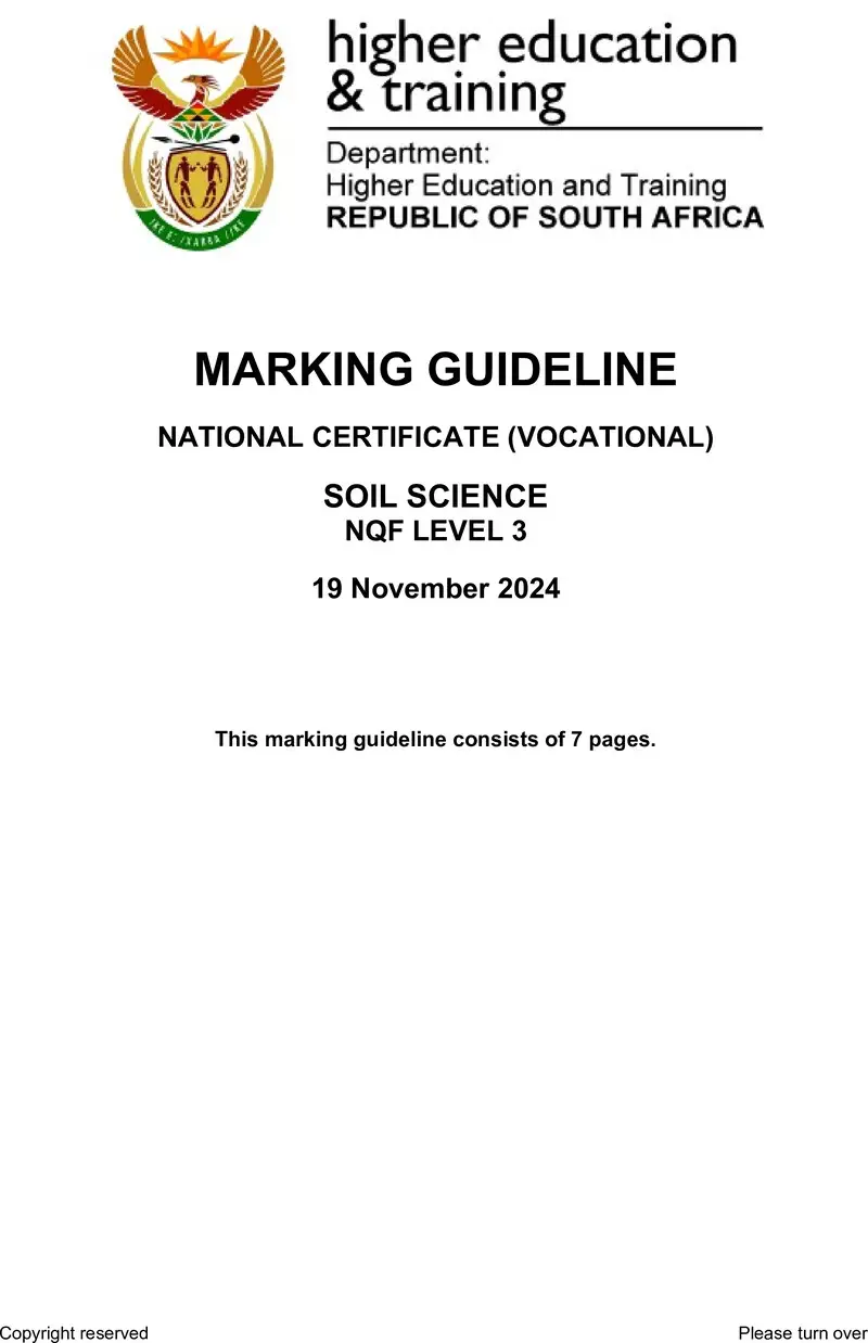 Soil Science L3 MEMO Nov 2024 preview