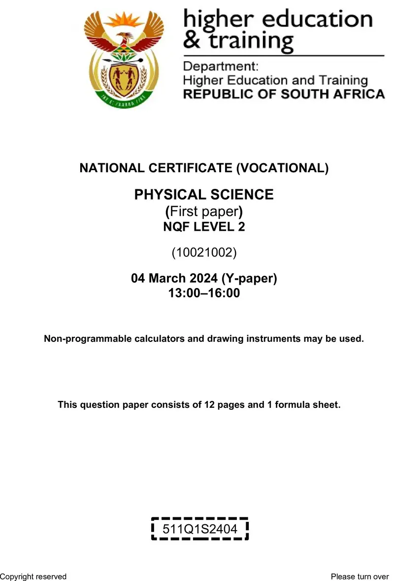 Physical Science L2 P1 QP Feb 2024 preview