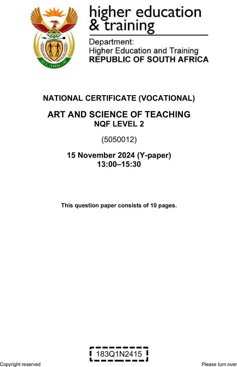 Art And Science Of Teaching L2 Nov QP 2024 preview