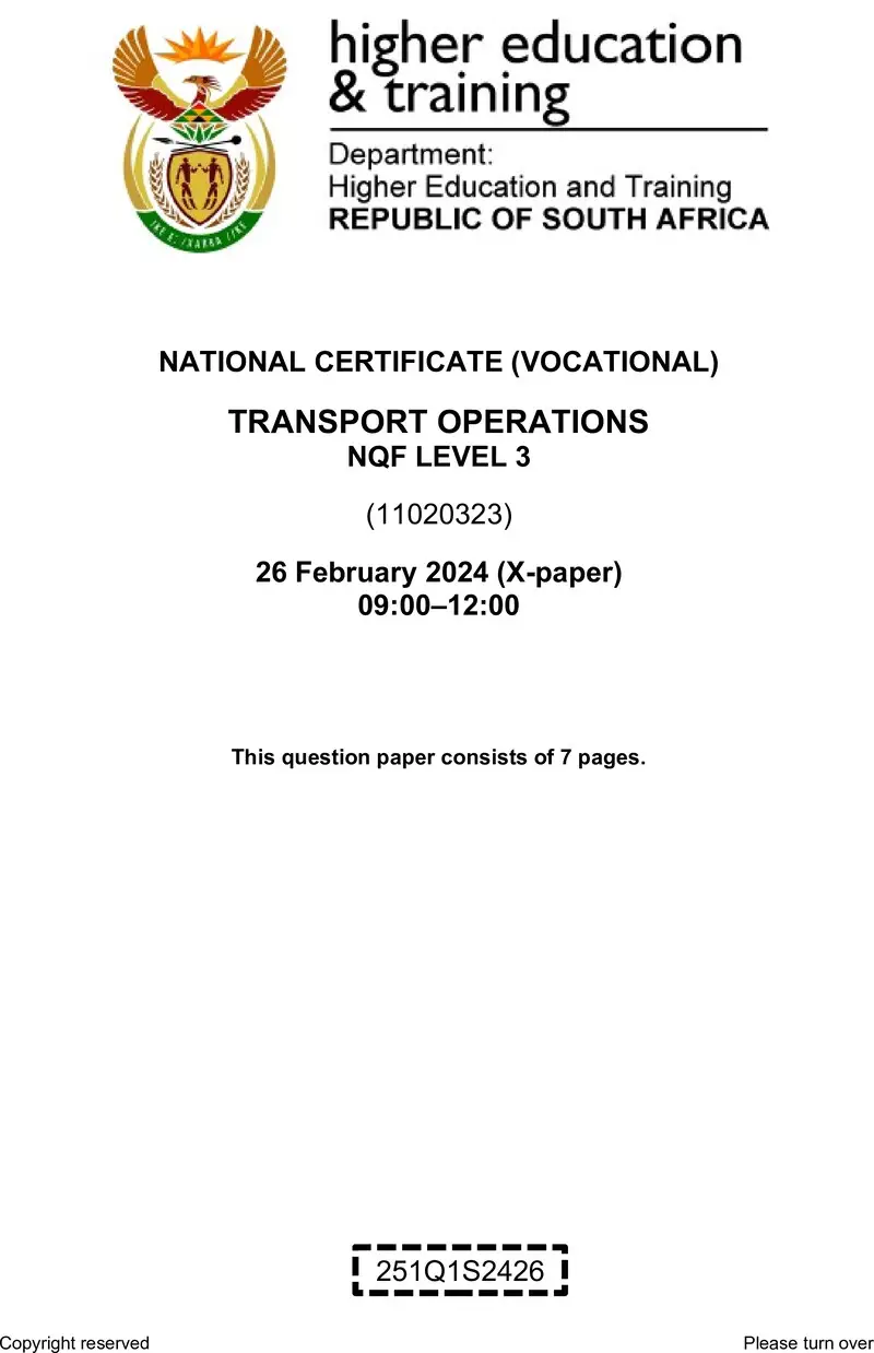 Transport Operations L3 QP Feb 2024 preview