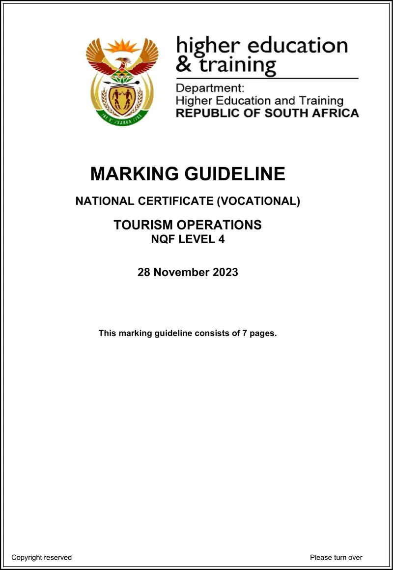 Tourism Operations L4 MEMO Nov 2023 preview