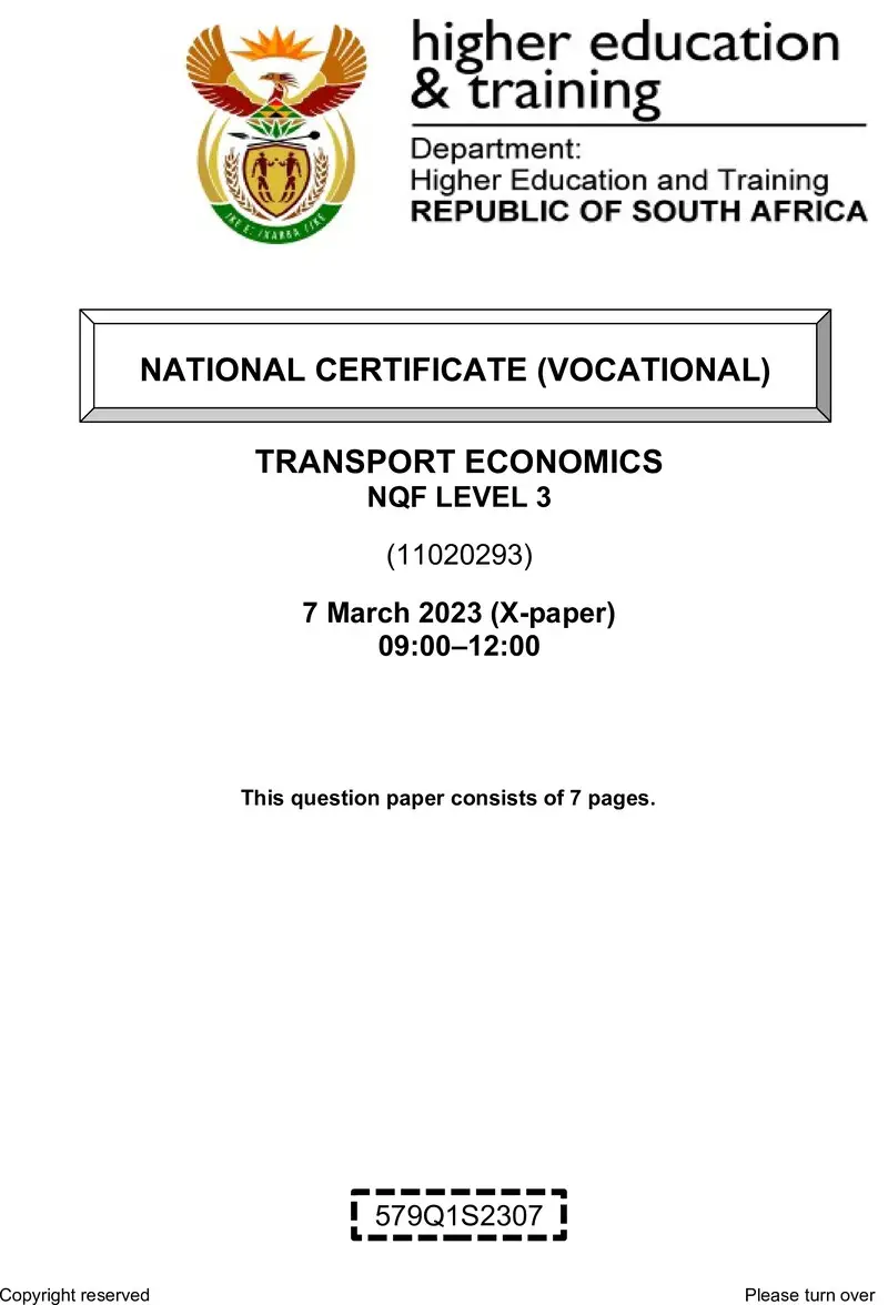 Transport Economics L3 QP Feb 2023 preview