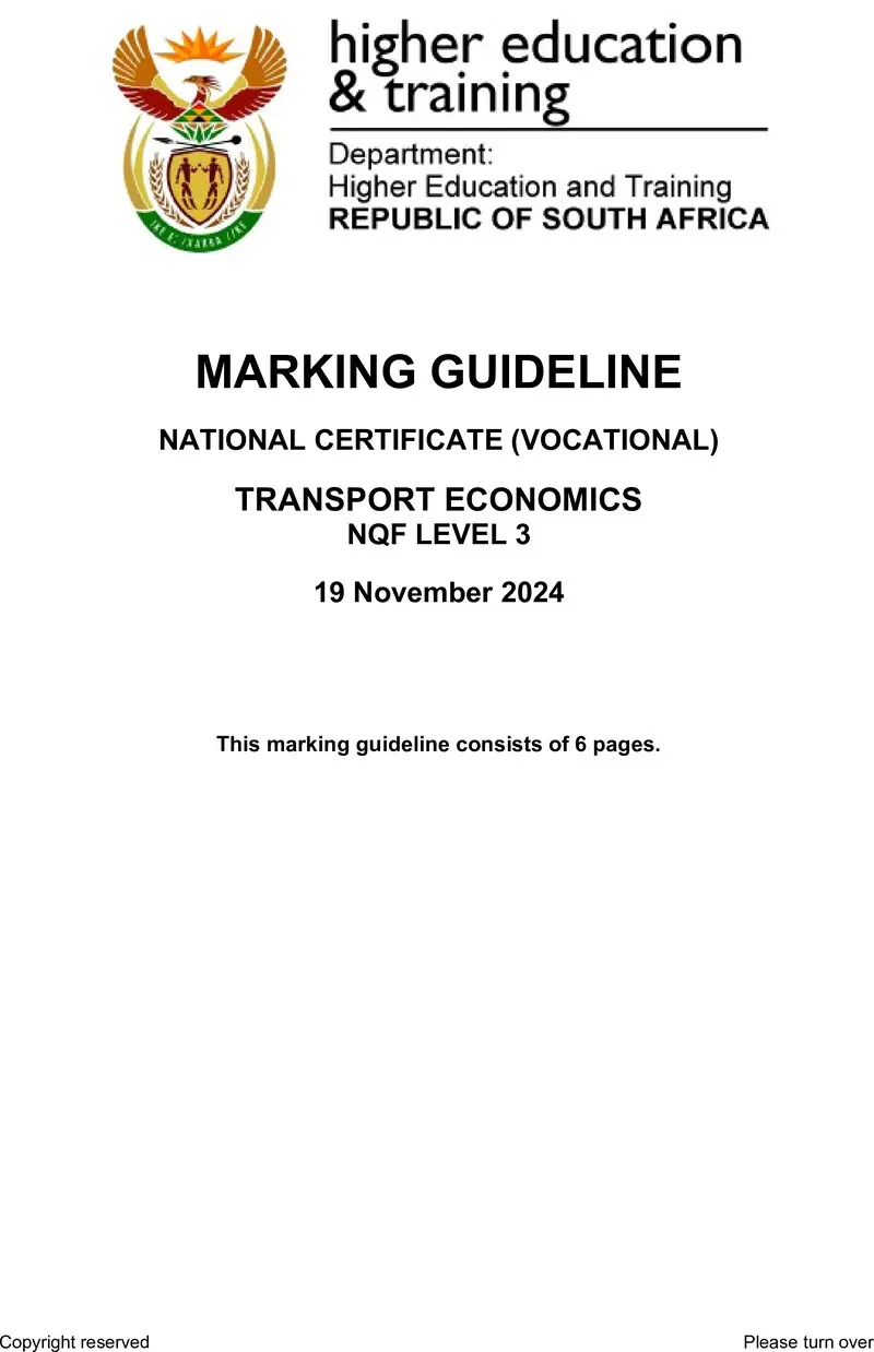Transport Economics L3 MEMO Nov 2024 preview