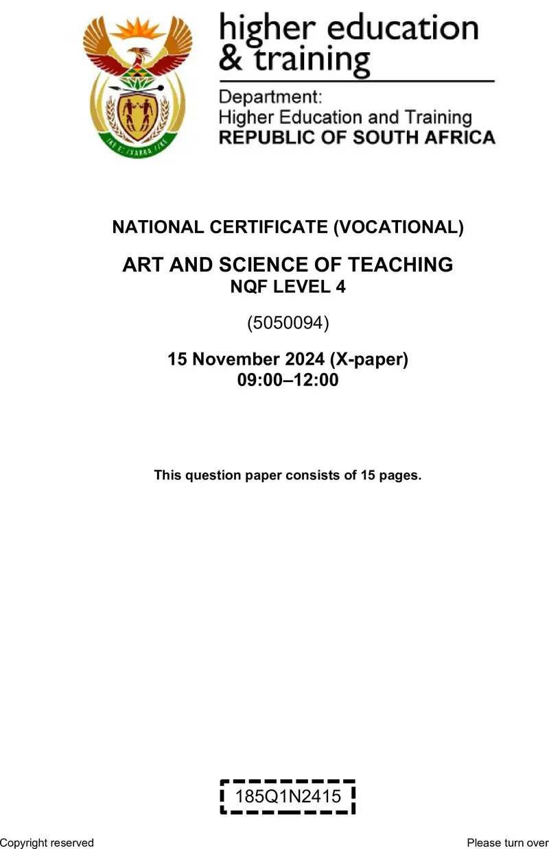 Art And Science Of Teaching L4 QP Nov 2024 preview