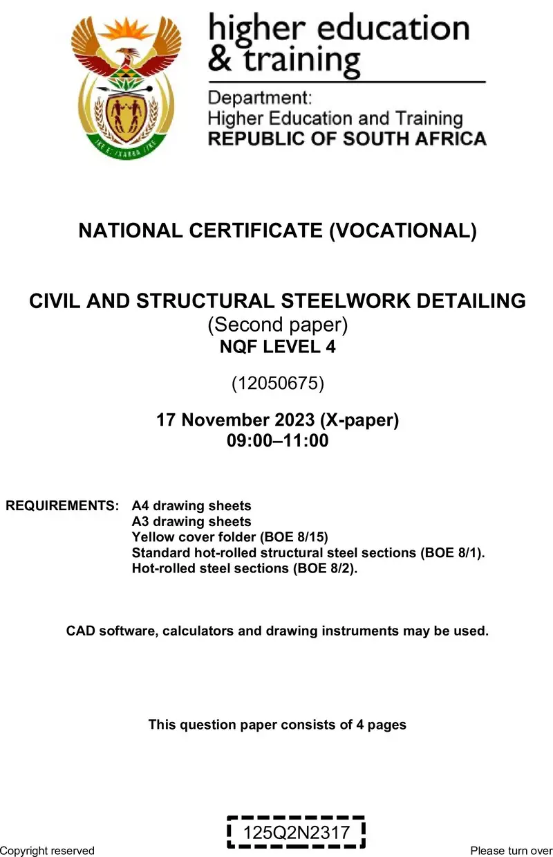 Civil And Structural Steelwork Detailing L4 P2 QP Nov 2023 preview