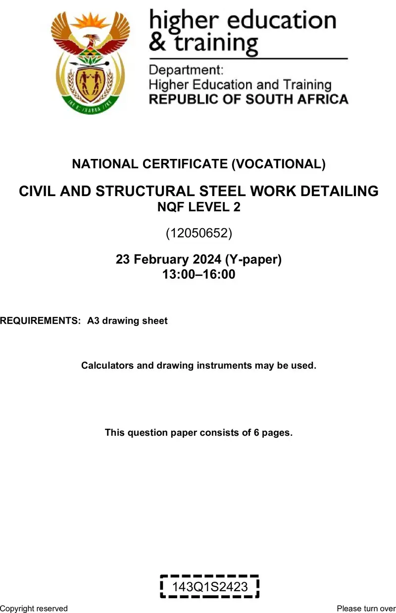 Civil And Structural Steel Work Detailing L2 QP Supp 2024 preview