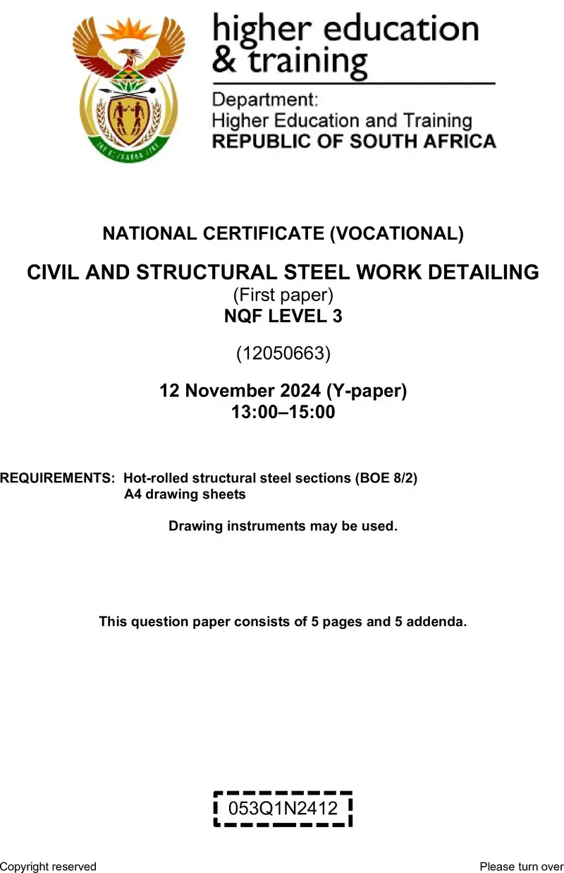 Civil And Structural Steel Work Detailing L3 P1 QP Nov 2024 preview