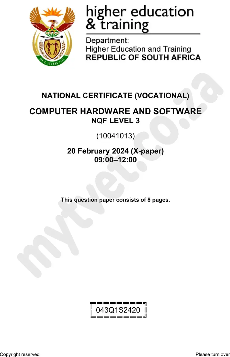 Computer Hardware And Software L3 QP Supp 2024 preview