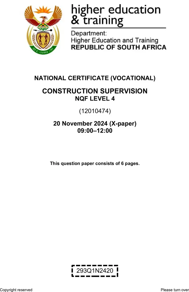 Construction Supervision L4 QP Nov 2024 preview