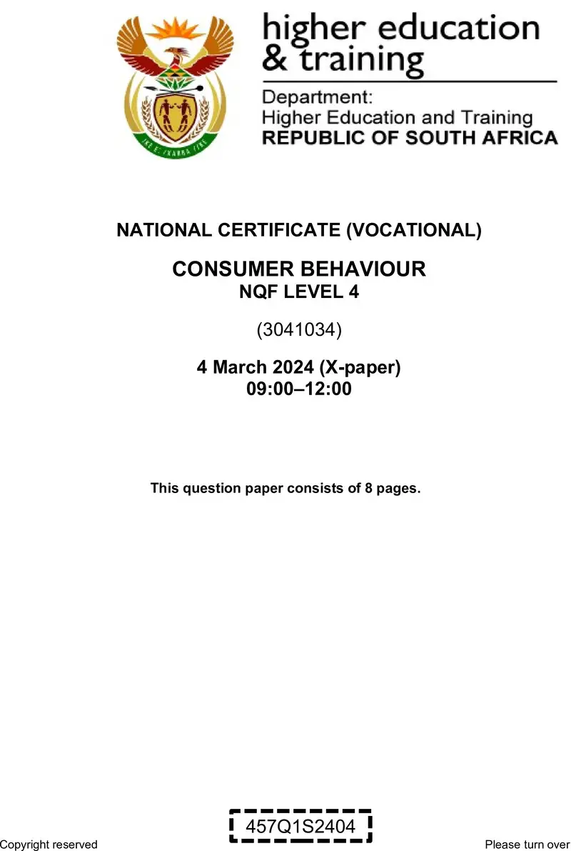Consumer Behaviour L4 Supp QP 2024 preview