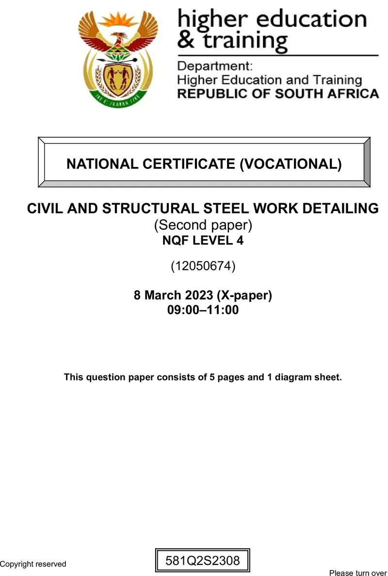 Civil And Structural Steelwork Detailing L4 P2 QP Sup Feb 2023 preview
