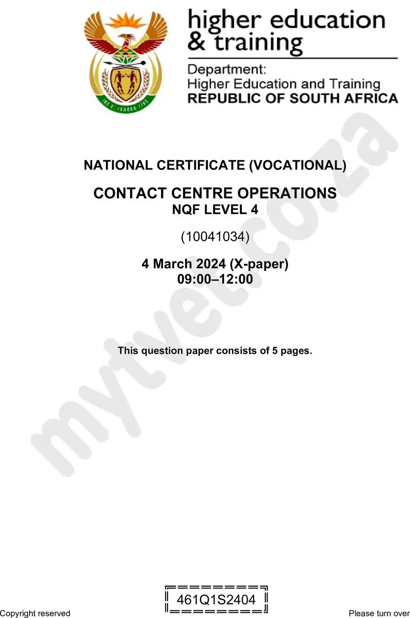Contact Centre Operations L4 QP Supp 2024 preview