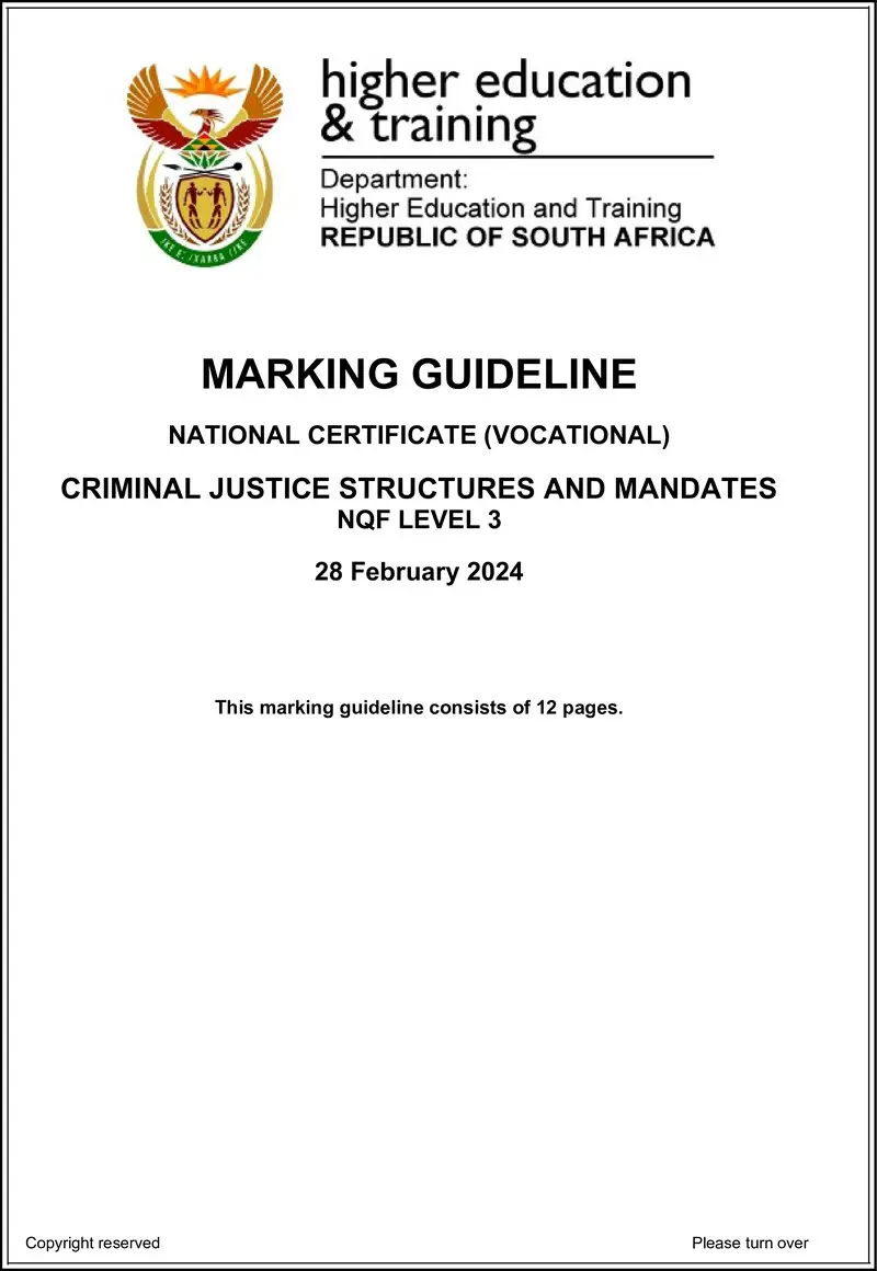 Criminal Justice Structures And Mandates L3 MEMO Supp 2024 preview