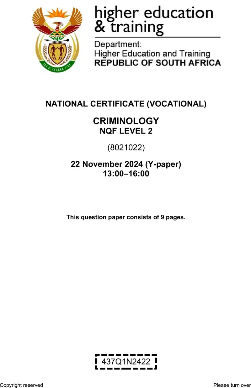Criminology L2 QP Nov 2024 preview