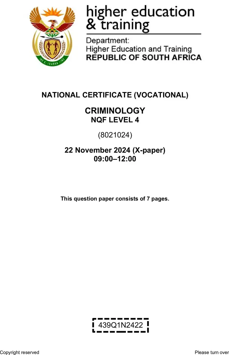 Criminology L4 QP Nov 2024 preview