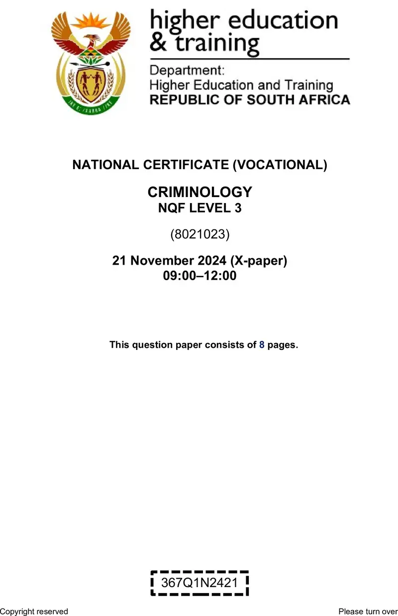 Criminology L3 QP Nov 2024 preview