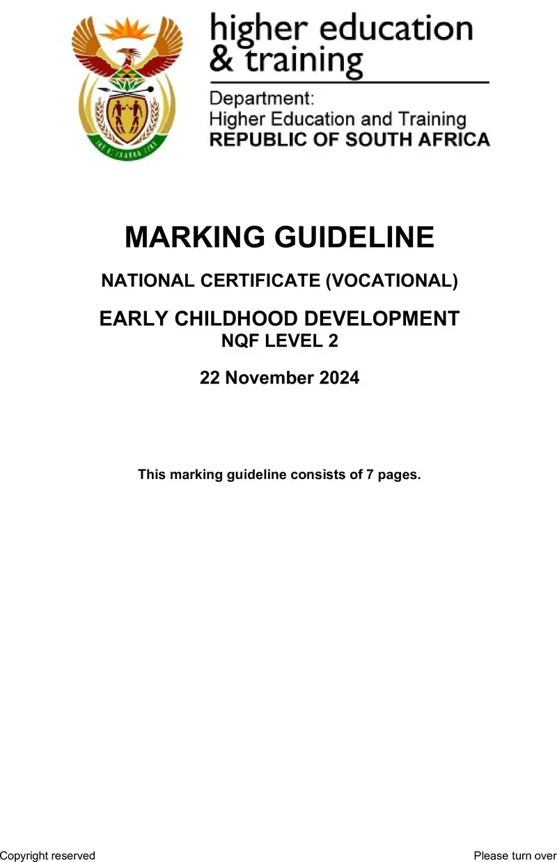 Early Childhood Development L2 MEMO Nov 2024 preview